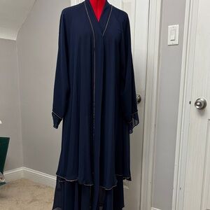 Elegant Navy Blue Long Robe